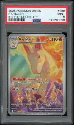 Pokemon Rapidash Illustration Rare Holo 189/182 Destined Rivals PSA 9 Mint - Image 1