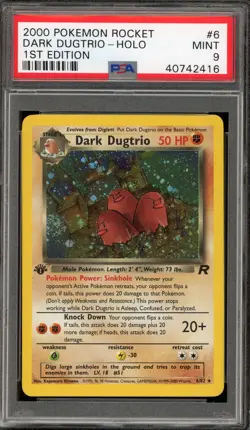 Pokemon Dark Dugtrio Team Rocket 1st Edition Holo Rare #6 PSA 9 Mint - Image 1