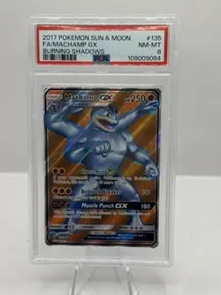 2017 Pokemon Sun & Moon Burning Shadows 135/147 FA Machamp GX PSA 8 - Image 1