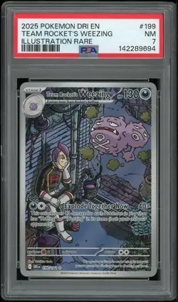 Pokemon Team Rocket's Weezing Illustration Rare 199/182 Destined Rivals PSA 7 - Image 1