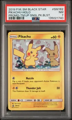 Pikachu SM162 Holo Promo Team Up Single Pack Blisters Pokemon PSA 7 *740 - Image 1