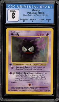 Pokemon Gastly Base Set Shadowless 1st Edition #50 CGC 8 - Image 1