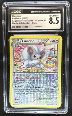 2013 Pokemon Black & White Legendary Treasures Cinccino Radiant #RC19 CGC 8.5 - Image 1