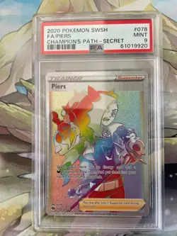 Pokemon SWSH Champion's Path 078 Full Art Trainer Piers Secret Rare PSA 9 MT - Image 1