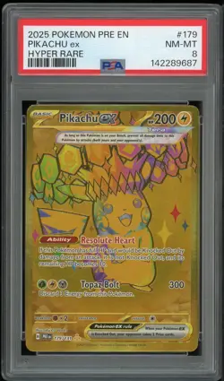Pokemon Pikachu ex Full Art Holo Hyper Rare 179/131 Prismatic Evolutions PSA 8 - Image 1