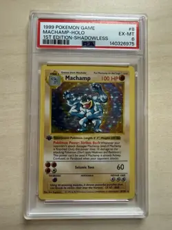 Pokemon TCG Machamp Holo Rare 1st Edition Shadowless Base Set 8/102 PSA 6 - Image 1