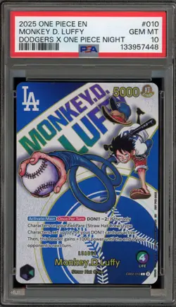 One Piece CCG Monkey.D.Luffy Dodgers X One Piece Night EB02-010 PSA 10 Gem Mint - Image 1