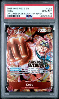 Koby OP12 Release Event Winner PSA 10 2025 One Piece #092 Low Pop - Image 1