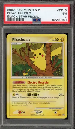 Pokemon Pikachu Black Star Holo Promo DP16 PSA 7 - Image 1