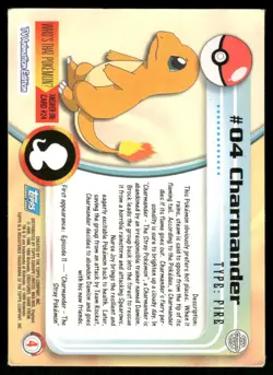 Pokemon Cards Charmander #4 Topps Trading Cards Series 1 MP *1 - Image 2