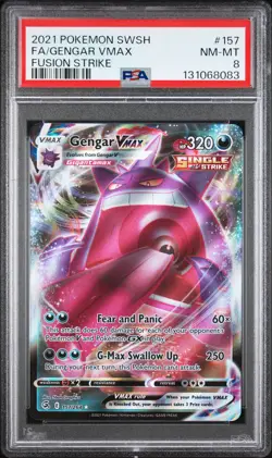 2021 POKEMON SWORD & SHIELD FUSION STRIKE #157 FULL ART/GENGAR VMAX PSA 8 - Image 1