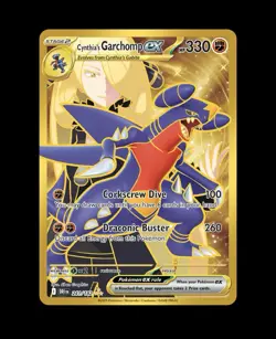 Pokemon 2025 Destined Rivals Cynthia's Garchomp EX Gold Hyper Rare Card 241/182 - Image 1