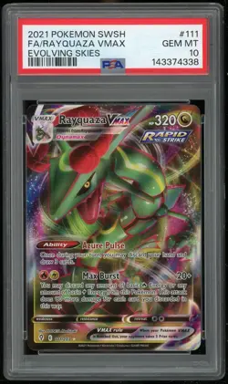 Pokemon Rayquaza VMAX Ultra Rare Holo 111/203 Evolving Skies PSA 10 Gem Mint - Image 1