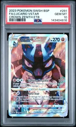2023 POKEMON SWSH BLACK STAR PROMO #291 FULL ART/LUCARIO VSTAR PSA 10 - Image 1