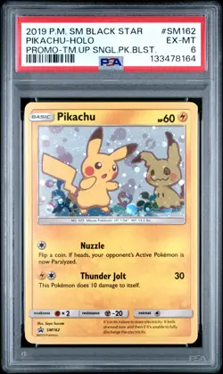Pikachu SM162 Holo Promo Team Up Single Pack Blisters Pokemon PSA 6 *164 - Image 1