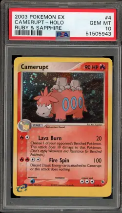Pokemon Camerupt EX Ruby & Sapphire Holo Rare #4 PSA 10 Gem Mint - Image 1