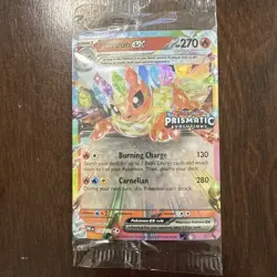 Pokemon Prismatic Evolutions Flareon ex 014/131 Surprise Box Stamped Sealed - Image 1