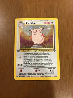 Pokemon Clefable Base Set Rare Holo Card 1/64 1999 70 HP - Image 1