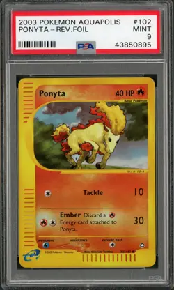 2003 Pokemon Aquapolis Ponyta Reverse Holo Foil 102/147 PSA 9 - Image 1