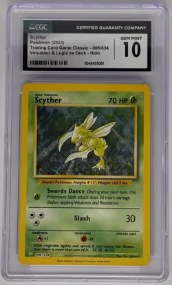 Scyther Holo CGC 10 Card Trading Card Game Classic 006/034 English Pokemon - Image 1