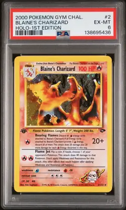 2000 POKEMON GYM CHALLENGE HOLO-1ST ED #2 BLAINE'S CHARIZARD PSA 6 - Image 1