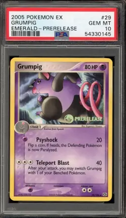 Pokemon Grumpig EX Emerald Prerelease Promo #29 PSA 10 Gem Mint - Image 1