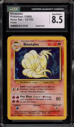 Pokemon Ninetales Base Set Unlimited Holo Rare #12 CGC 8.5 - Image 1