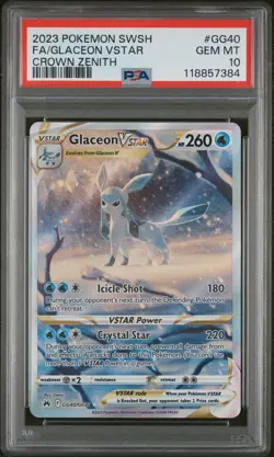 2023 Pokemon Crown Zenith Glaceon Vstar Full Art #GG40 PSA 10 Galarian Gallery - Image 1