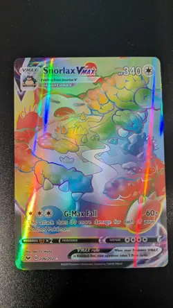 Pokemon TCG sword and shield Snorlax VMAX 206/202 Holo Rare **SMOKE FREE HOME** - Image 1