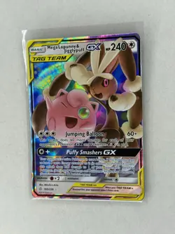 Pokemon Mega Lopunny & Jigglypuff GX 165/236 Cosmic Eclipse TAG TEAM Card NM - Image 3