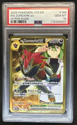 2025 Pokemon Journey Together N's Zoroark ex Hyper Rare #189/159 PSA 10 - Image 1