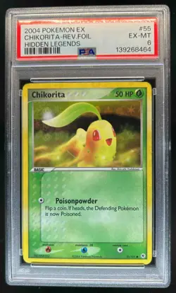 2004 Pokemon EX Hidden Legends Chikorita Reverse Holo #55/101 PSA 6 - Image 1
