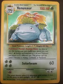 Venusaur 15/102 Base Set Holo Rare 1999 Pokemon Card - Vintage WotC - LP - Image 1