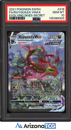 Pokemon 2021 Rayquaza VMAX 218/203 Full Art SR Evolving Skies GEM MINT PSA 10 - Image 1
