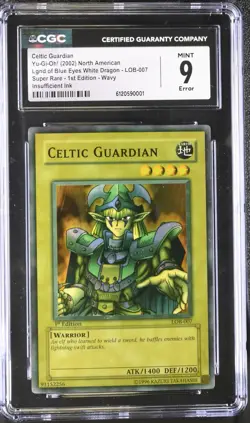 Celtic Guardian LOB-007 1st Edition Wavy FADED Super Rare Yugioh CGC 9 Mint *001 - Image 1