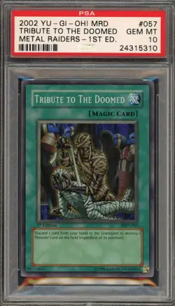 Yu-Gi-Oh! Tribute to the Doomed Metal Raiders 1st Ed Super Rare MRD-057 PSA 10 - Image 1