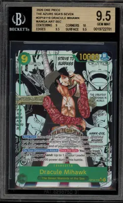 One Piece CCG Dracule Mihawk Azure Sea's Seven Manga Alt Art OP14-119 BGS 9.5 - Image 1