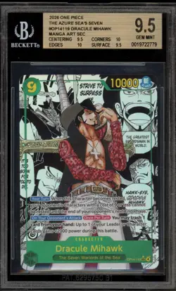 One Piece CCG Dracule Mihawk Azure Sea's Seven Manga Alt Art OP14-119 BGS 9.5 - Image 1