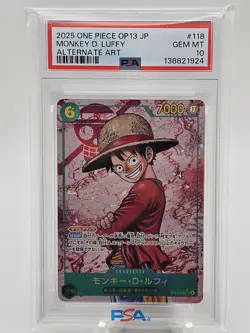 2025 One Piece Japanese OP13 Monkey D Luffy SEC Alternate Art PSA 10 - Image 1