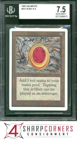 1993 MAGIC THE GATHERING MTG UNLIMITED MOX RUBY BGS 7.5 - Image 1