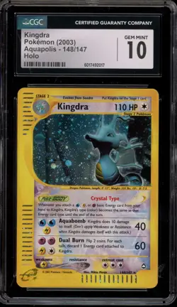 Pokemon Kingdra Aquapolis Crystal Holo Secret Rare #148 CGC 10 Gem Mint - Image 1