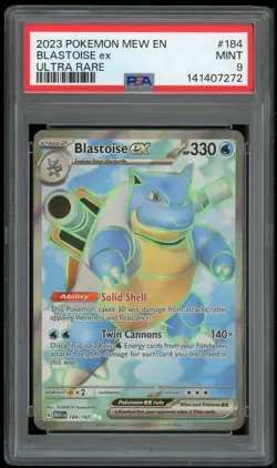 Pokemon Blastoise ex Full Art Ultra Rare Holo 184/165 151 PSA 9 Mint - Image 1