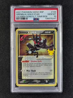 2021 Pokemon BSP 25th Celebrations GRENINJA GOLD STAR English #SWSH144 PSA 10 - Image 1