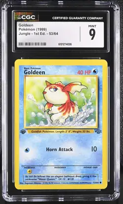 CGC 9 MINT Goldeen 1999 Jungle 1st Edition 53/64 Pokemon Card - Image 1