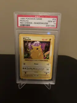 Pokemon - Pikachu Base Set Shadowless Red Cheeks 58/102 PSA 10 GEM MINT - Image 1