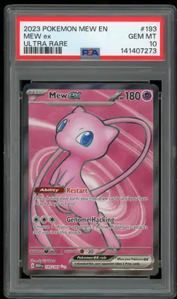 Pokemon Mew ex Ultra Rare Full Art Holo 193/165 151 2023 PSA 10 Gem Mint - Image 1