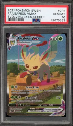 Pokemon Leafeon VMAX Evolving Skies Secret Rare Full Alt Art #205 PSA 10 - Image 1