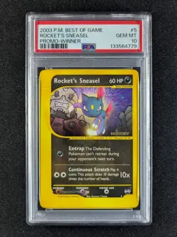 2003 Pokemon Best of Game Winner Promo ROCKET'S SNEASEL Stamped #5 PSA 10 - Image 1