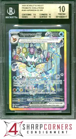 2025 POKEMON PRE-EN SPECIAL ILLUSTRATION RARE #149 VAPOREON EX BGS 10 PRISTINE - Image 1