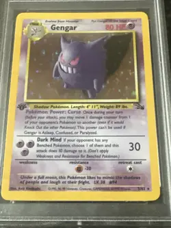 1999 POKEMON FOSSIL 5 GENGAR-HOLO 1ST EDITION PSA 8 - Image 4